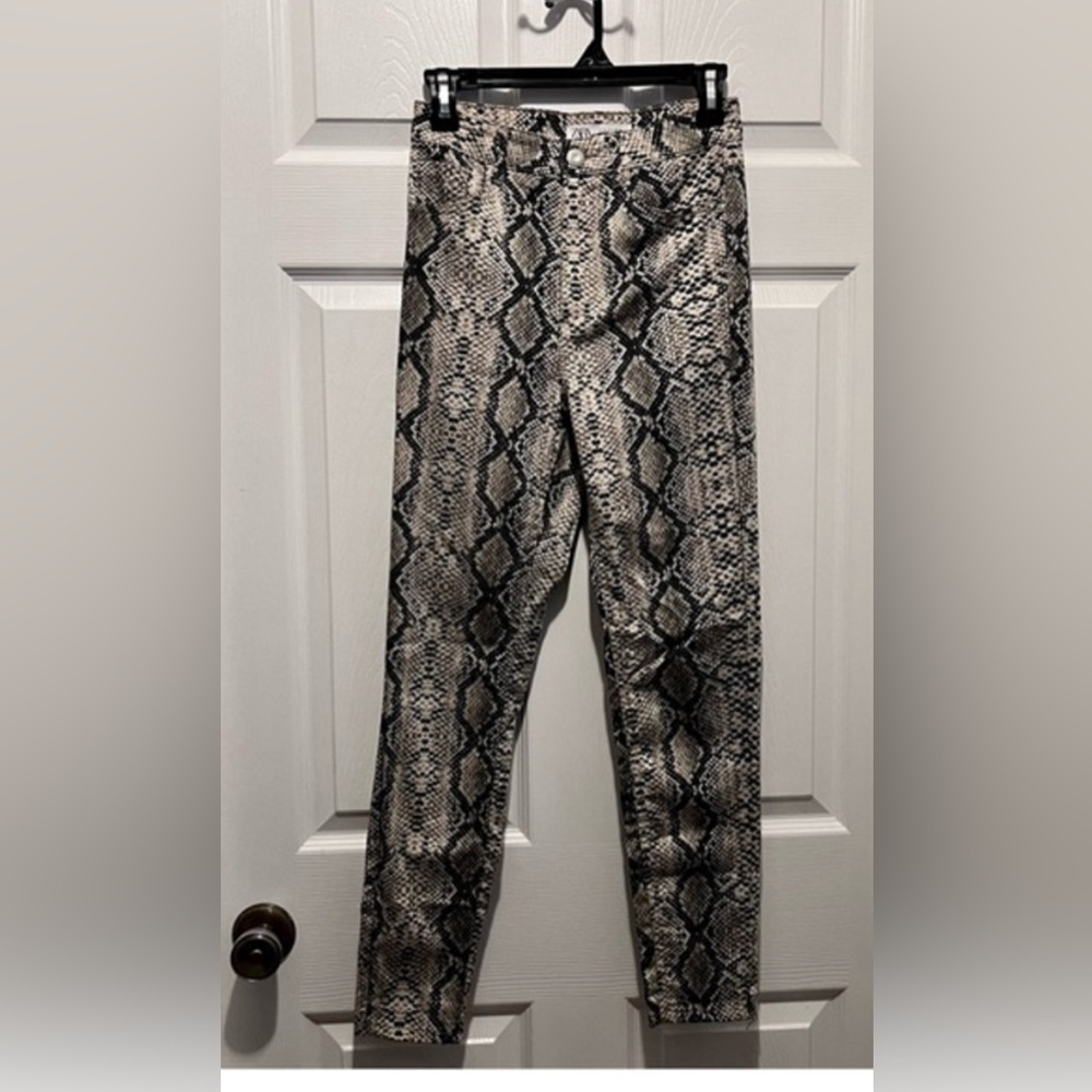 Snakeskin skinny ankle pants